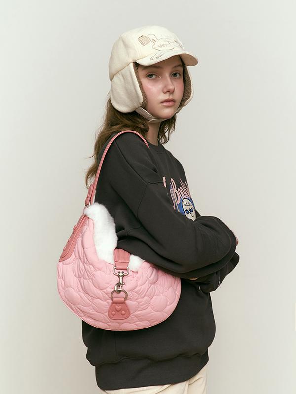Kirsh Cherry Quilted Fur Handbag [Pink]