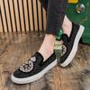 New Luxury Men Embroidered Rhinestone Loafter Leisure Leather Shoes Male Comfortable Sneakers Tenis Masculino Zapatos Hombre