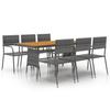 7 Piece Garden Dining Set Poly Rattan Grey
