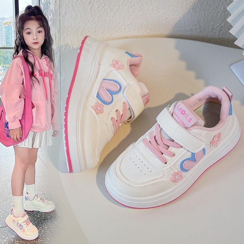 Girls Casual Sneakers Floral Design Soft Sole Kids Fashion Shoes Ages 4-12