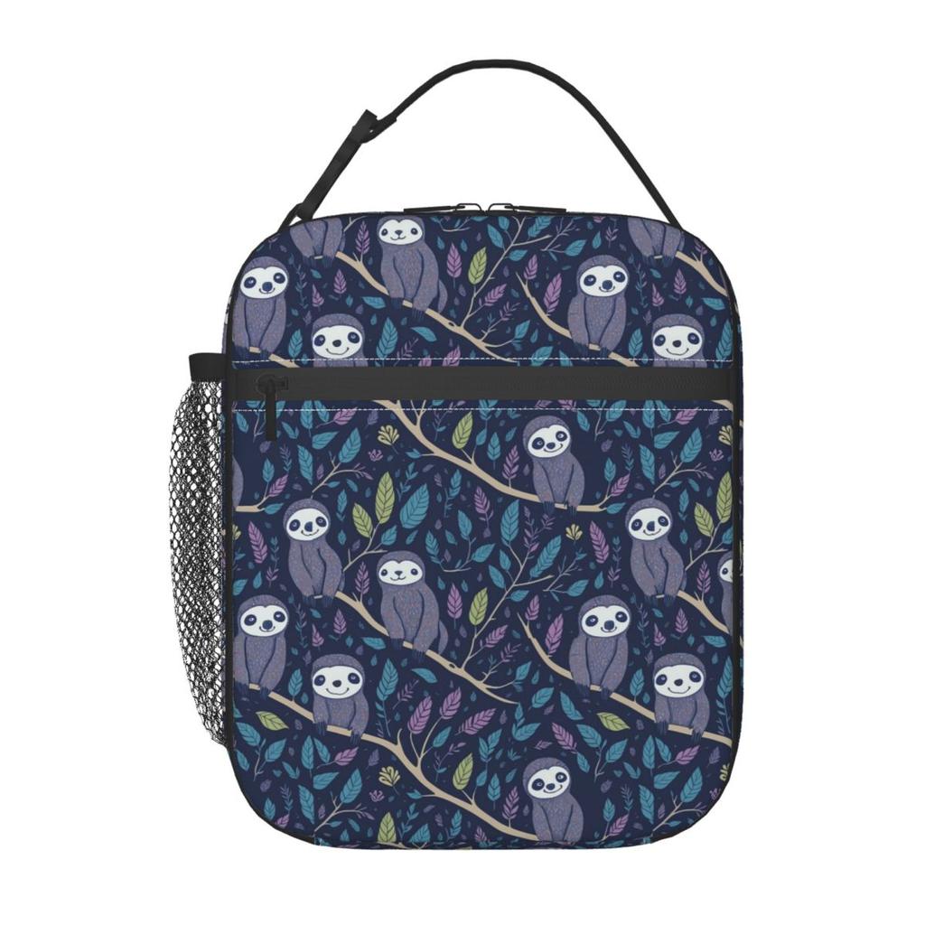 Isolierte Lunchtasche mit niedlichem Faultier-auf-dem-Ast-Muster für Kinder, ideal für Schule und Schule, als Kühlbox oder tragbare Lunchbox.