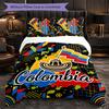 Colombia Football Pattern 3 Pieces Bedding Set Soft Microfiber Duvet Cover with Pillow Cases for Bedroom