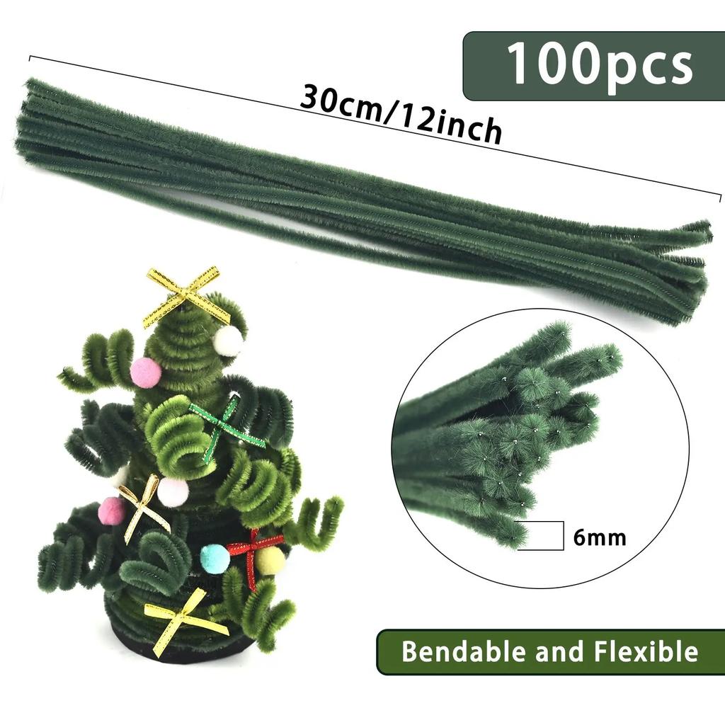 Plush Stick 100pcs Twisting Bar Chenille Stems Wire Pipe Kids Toys DIY Strips Creative Hobby Material Stem Iron Felt Wires