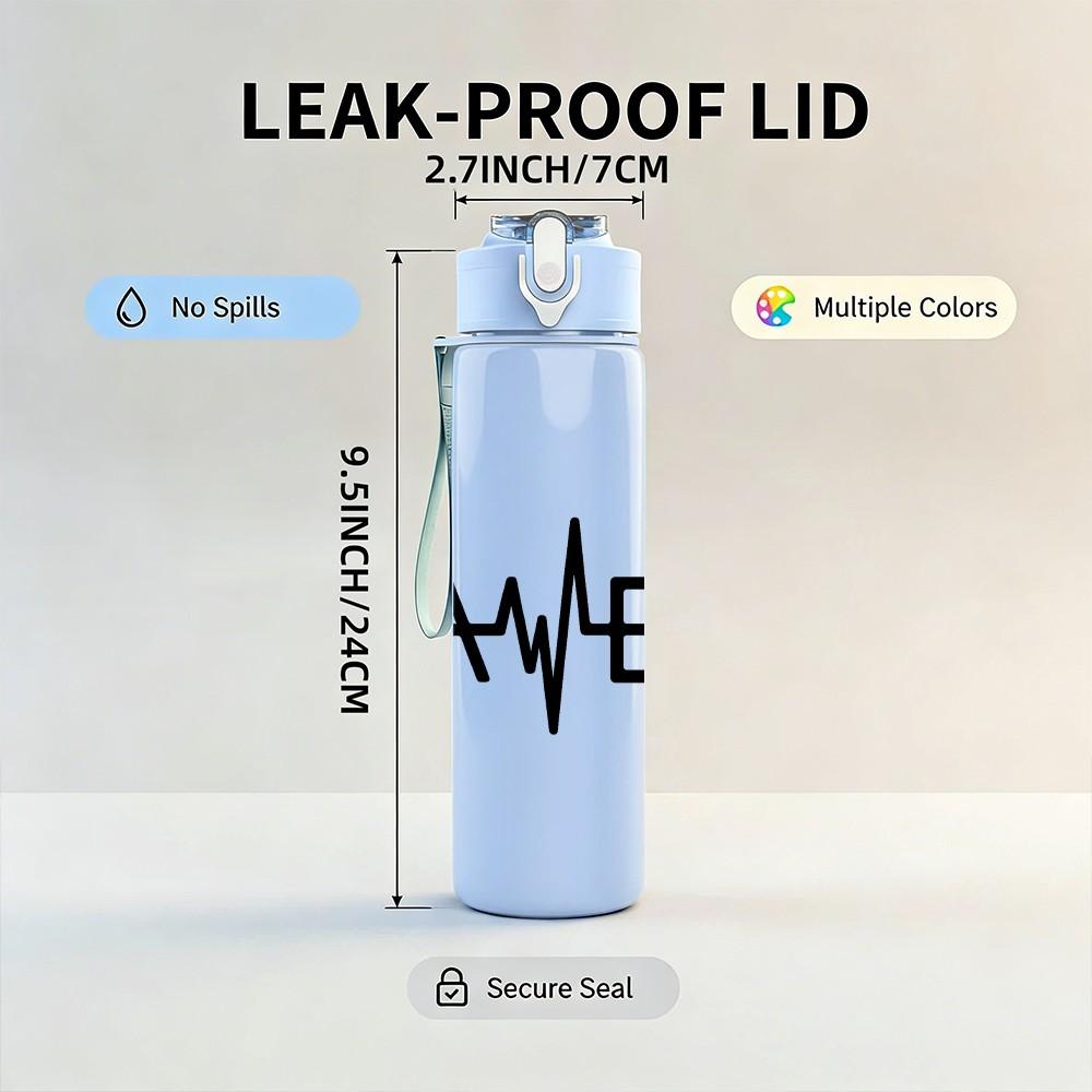 1PC Gamer Text Typography 750ml Color Plastic Sports Water Bottle Leakproof Flip Straw Lid Suitable for Sports Office Home Use