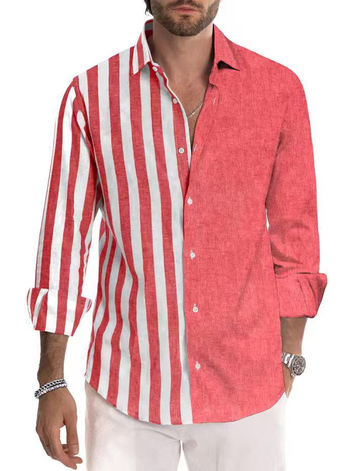 Men's Striped Long Sleeve Shirt - Spring/Autumn Fashion