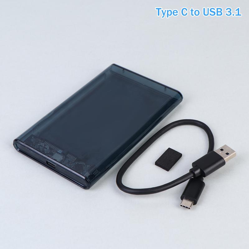 Usb Type C 2.5 Inch External Storage Case Sata To Usb 5Gbps Hdd Ssd Case Transparent Hard Drive Enclosure Support For Pc Laptops