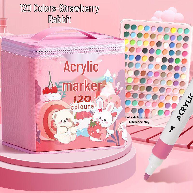 Acrylic Marker and Colored Pencil Set: 24 Opaque Colors, 36 Paint Brushes for Kindergarten Art