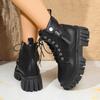 Winter New Black British Style Short Boots for Children and Platform Martin Boots for Women's Short Handsome Locomotive Boots