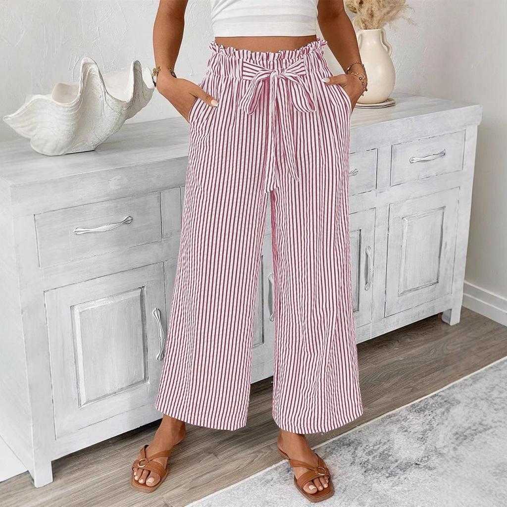 European & American Women's Striped Straight-Leg Pants - Spring/Summer 2026 Collection, Casual Commuter Style
