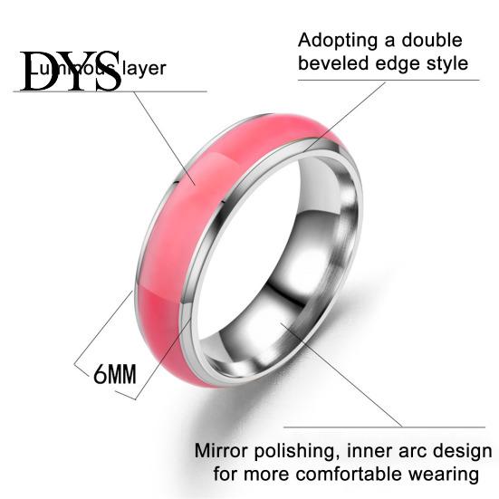 Modern Finger Decoration Luminous Ring for Couples, 6mm Stainless Steel Hypoallergenic with Versatile Decorative Resin Bands Colorful Inlay,