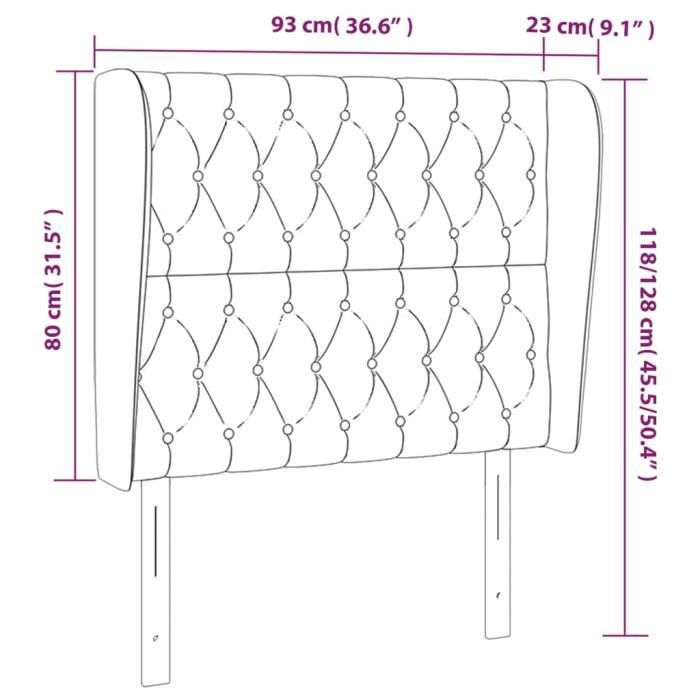 VidaXL Headboard with Ears Black 93x23x118-128 Cm Fabric3118276