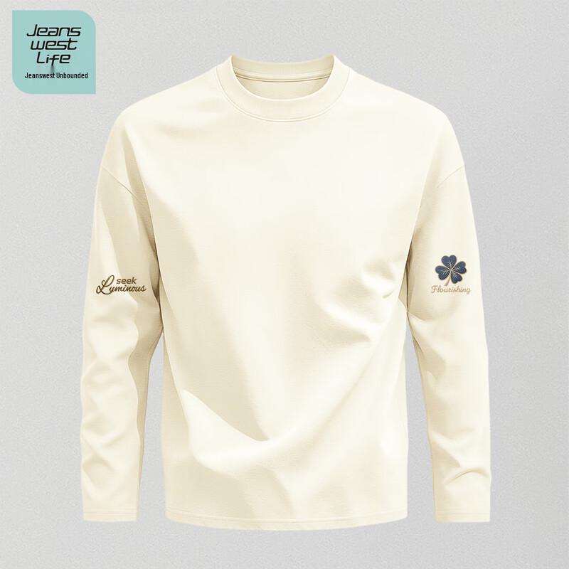 Jeanswest Life Men's Loose Fit Cotton Crewneck Long-Sleeve Tee