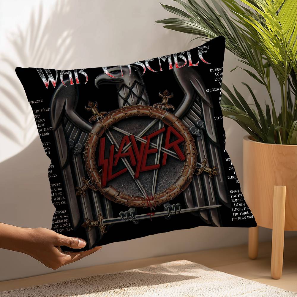 Classic Band S-Slayer Pillow Case Square Double‑Sided Print Cushion Case For Sofa Home Bedchamber Decor Gift