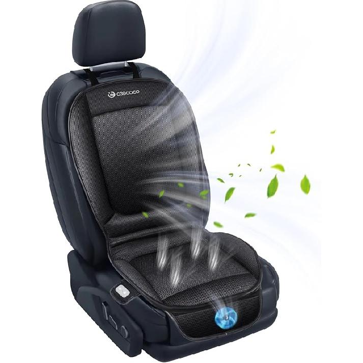 

CooCoCo Охлаждающий чехол на переднее сиденье автомобиля, Вентилируемая охлаждающая подушка автомобильного сиденья, Охлаждающая подставка для сиденья, Охлаждаемый чехол на сиденье для автомобиля, внедорожника, грузовика Universal Fit, Panel Control чёрный