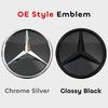 For Mercedes Benz Front Grille Star Logo 3D Mirror Emblem With LED Lighting Chrome Silver Glossy Matte Black For Mercedes Benz W