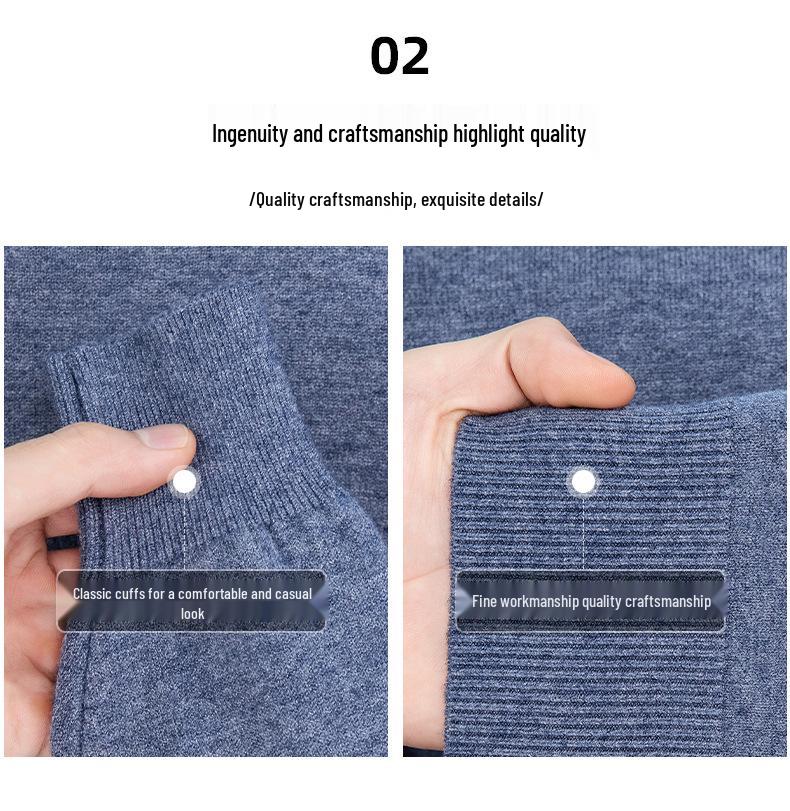 Men’s Autumn/Winter Half-High Collar Knitwear - Warm Inner Layer for Middle-Aged and Elderly