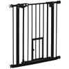 Extendable Safety Barrier with Small Door Automatic Closing and Double Locking System 74-80x76.2 Cm Black