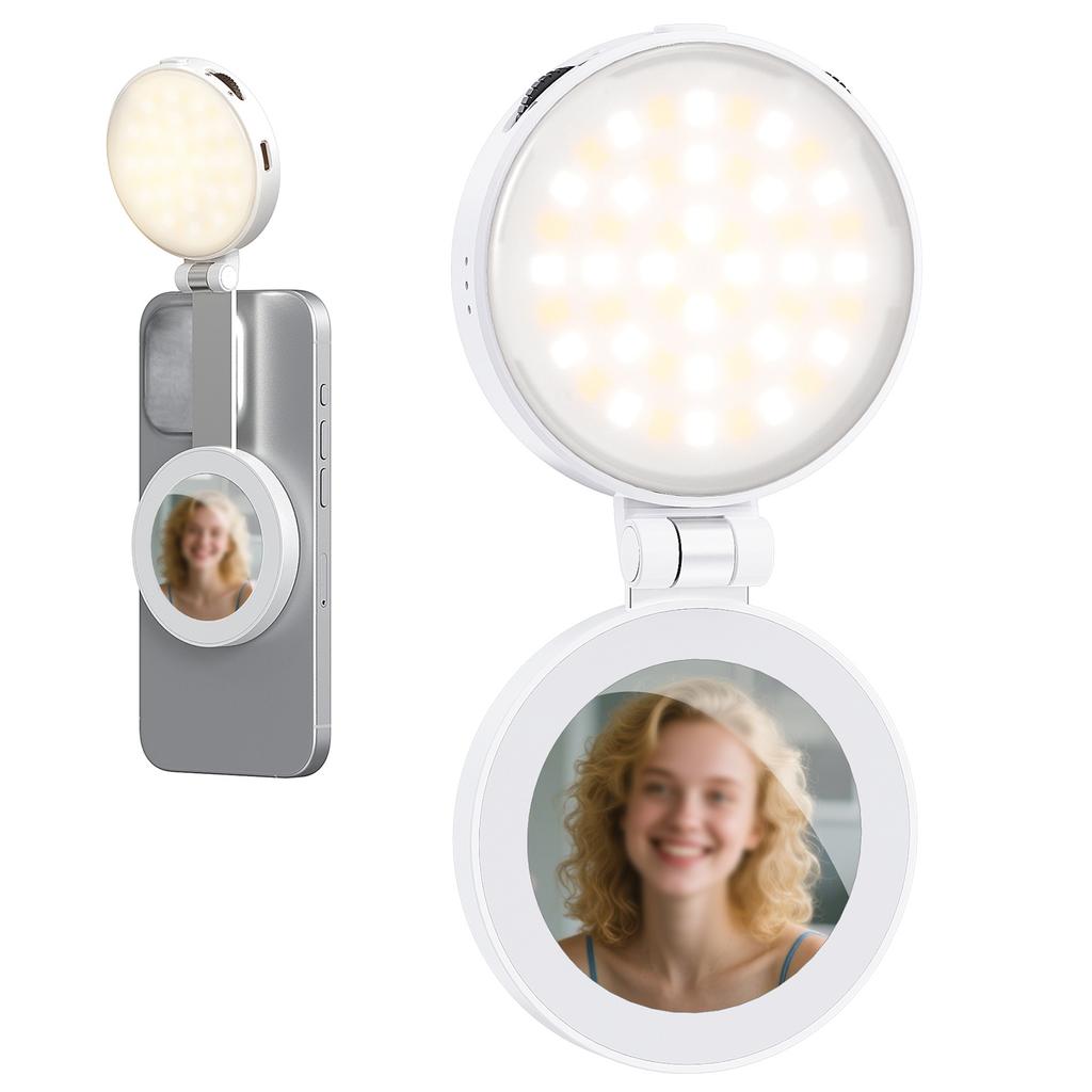 FD 04 Magnetic Selfie Light Phone LED Fill Lamp with Mirror 2500 8500K 360 Degree Rotation