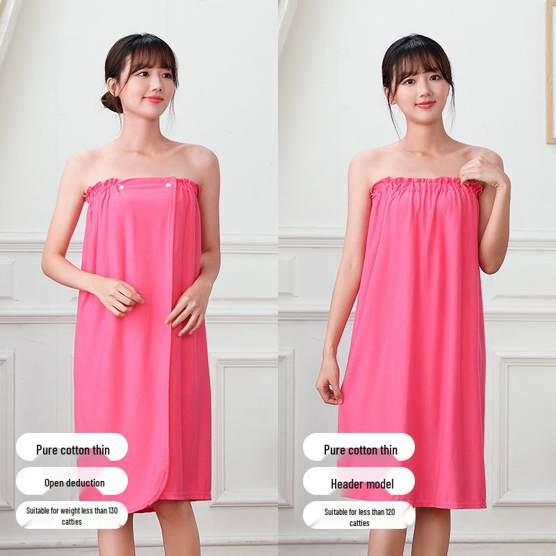 Women's Cotton Strapless Bath Towel Dress - Wearable Wrap, Sauna Suit, and Yukata Bathrobe