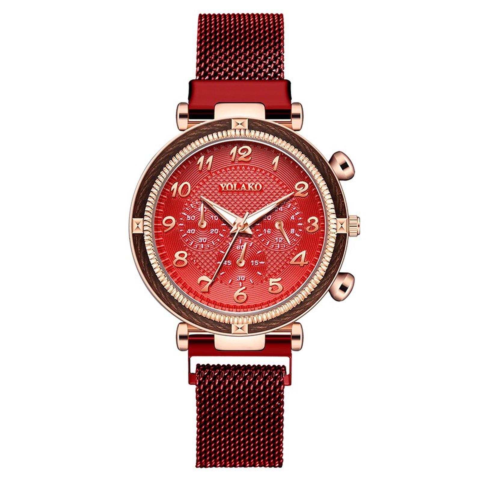 

Женские модные кожаные часы One Size красный