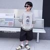 Available: Boys' Trendy Cartoon Print Tie-Dye Gradient T-Shirt - Casual Summer Short Sleeve for Older Kids