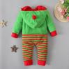 Vianočný kostým Santa Claus Oblečenie Chlapci Dievčatá Plyšový overal s pruhovanou kapucňou pre 0-24 mesiacov
