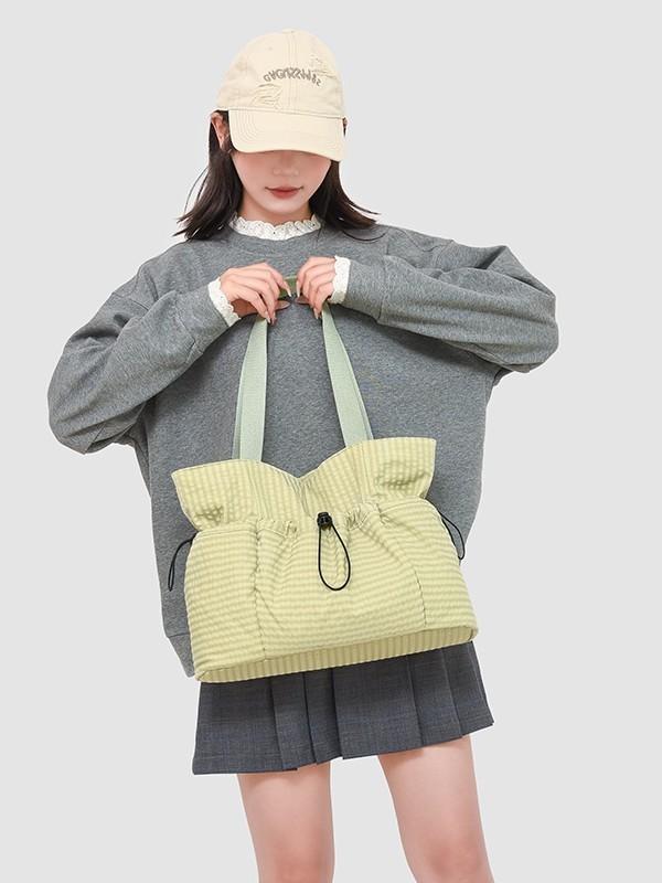 Fashion Plaid Tote Bag With Nylon Material For Casual Daily Use Womens Street Style