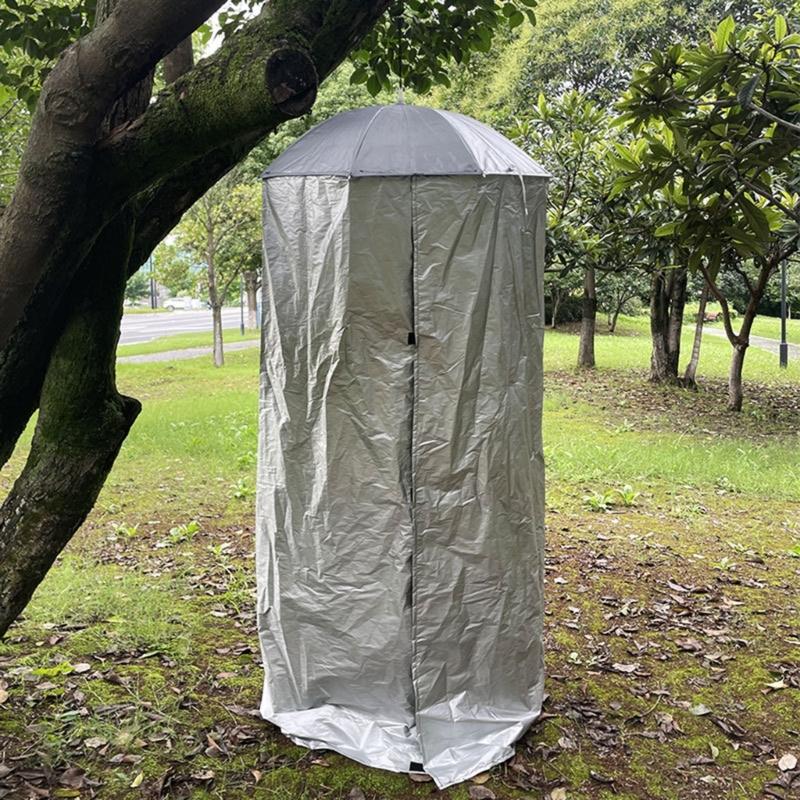 Outdoor Changing and Shower Privacy Shelter with Top Hook, Integrated Overhead Frame, and Full-Length Fabric Screen