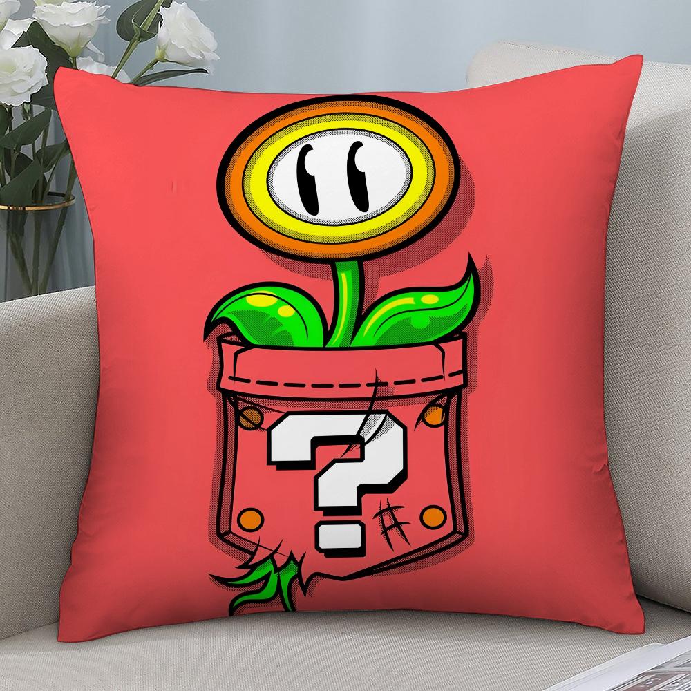 Super Cute Style M-MarioS Pillow Case Short Plush Pillow Covers Sofa Decorative Gift Home Double-sided Printing Cushion Cover