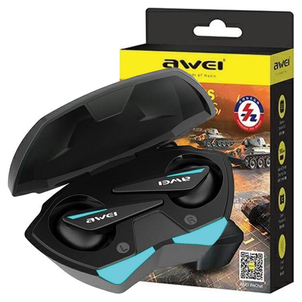 Awei Headphones Bluetooth 5.0 T23 Tws+ Docking Station Gaming Black/Black