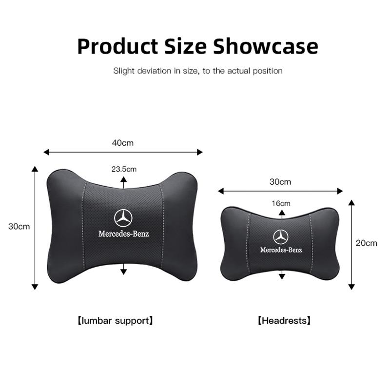 CRJ1 Car Leather Headrest Neck Pillow Waist Lumbar Support Cushion For Mercedes Benz AMG E S C A B Class GLE GLS CLA CLE GLC CLS GLA