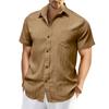 Men'S Fashion Collar Solid Color Shirt Casual Short Sleeved Top