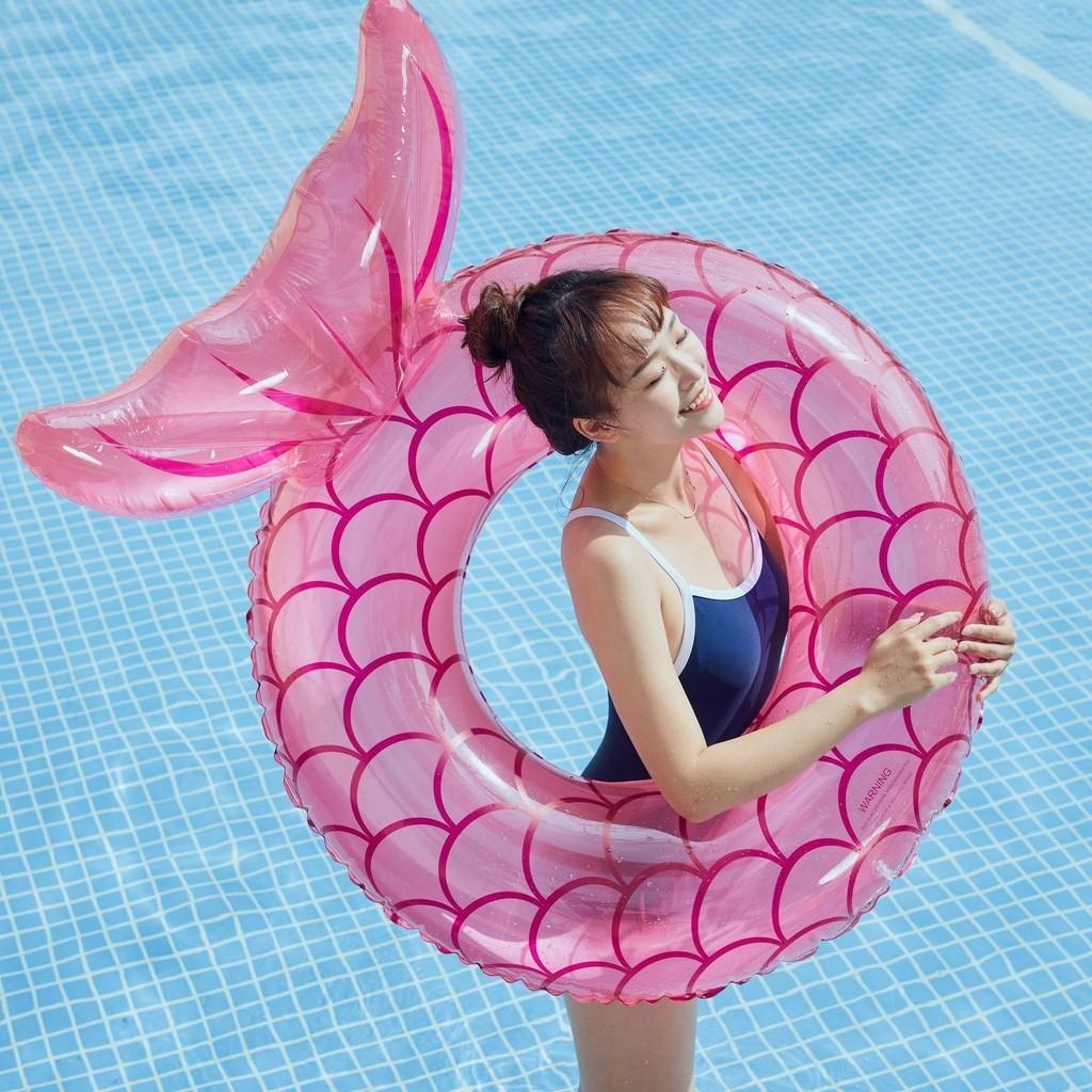 Mermaid Tail Swim Ring Thickened Children's Lifebuoy Adult Water Toy Backrest Mermaid Swim Ring Pvc 0.25 Thickness