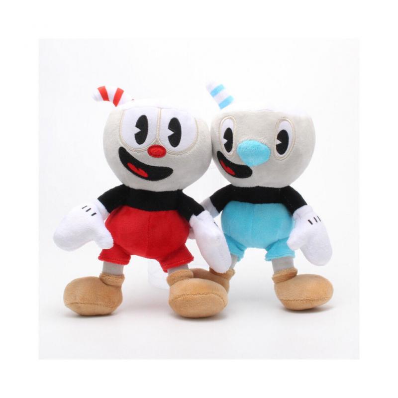 (2Pcs/Set) Cuphead Game Mugman Mecup And Brocup Dice Cup Head Plush Toy Stuffed Doll Gift