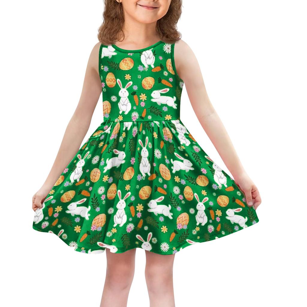 Children's Fashionable Comfortable Casual Sleeveless Easter Print Dress