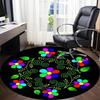 1pc Floral Mandala Design Chair Carpet for Office, Round Polyester Mat, Indoor Decor for Office, Easycare Fabric, Washable Non-slip Area Carpet