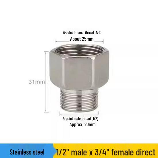 Redutor Rosqueado Vermelho de Aço Inoxidável Espessado Macho/Fêmea: Extensão de Tubo de Água de 6 para 4 Pontos, 25 para 20