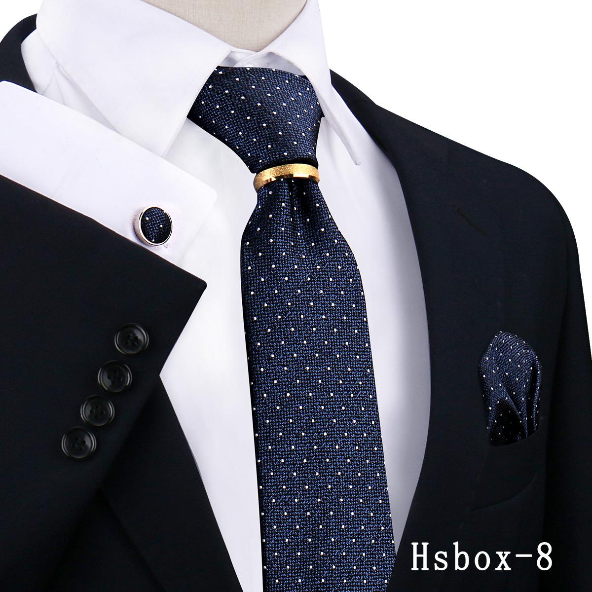 Men s Tie, Pocket Square, and Cufflinks 4-Piece Set - Cashew Flower Design, High-End Feel, 8cm Tie