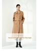Women's Long Double-Faced 100% Pure Cashmere Ripple Coat with Horn Buttons for Autumn/Winter