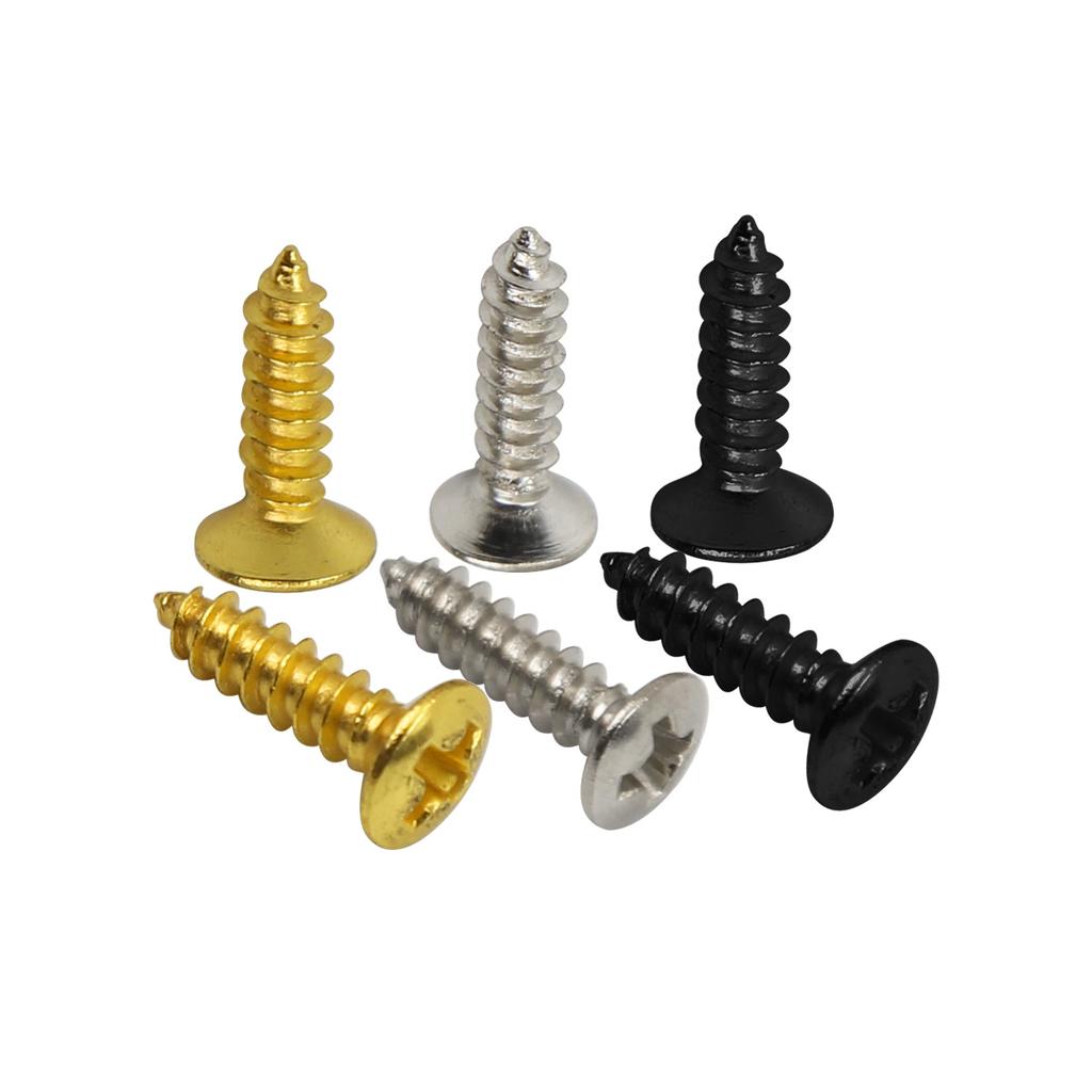 FLEOR 25 tornillos de montaje para golpeador de guitarra para piezas de bajo eléctrico, cromo/negro/dorado. Elija