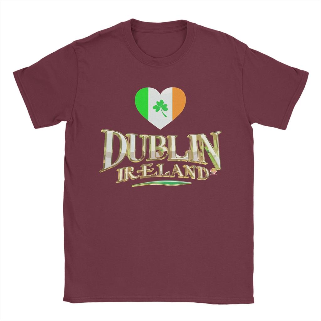Dublin Ireland with Tricolour Love Heart T Shirt Summer Leisure T Shirts Unisexs Cotton O Neck Plus Size 5XL Tees Short Sleeve Tops