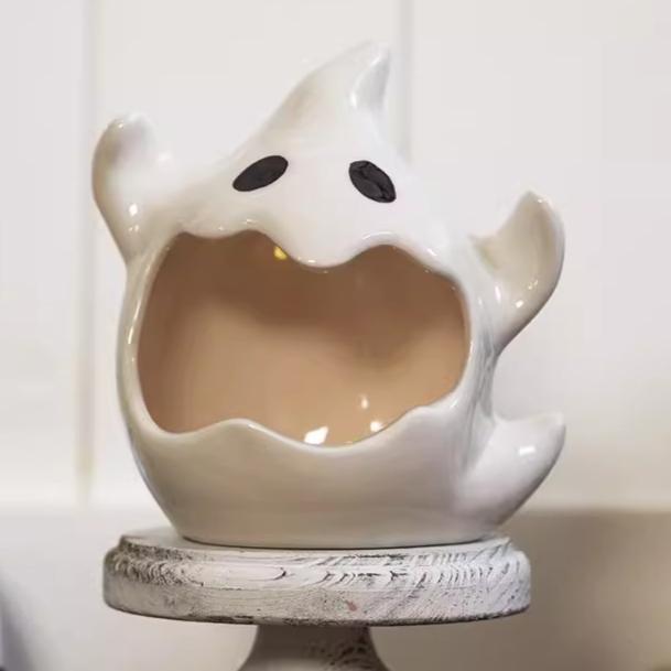 Kreativ Keramisk Atmosfär Ljusstake Halloween Dekoration Söt Spöke Ljusstake Spöke Pumpa Lykta Ornament