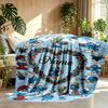 Custom Name Personalized The Smurfs Print Blanket, Home Decor, Bedroom, Sofa, Camping, Couch, Gifts for Birthday Christmas