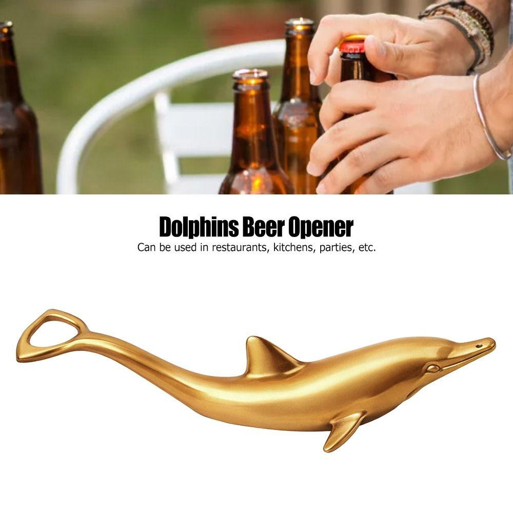 Beer Corkscrew Metal Dolphins Bottle Opener Effort Saving Dolphin Shape Metal Beer Opener Gold Cute Beer Opener Bar