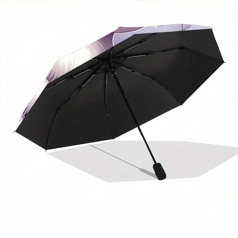 1pc Beautiful Little Deer Pattern Automatic 3-Fold Fashion Umbrella, 8 Iron Frames, High-Value Folding Umbrella, Suitable for Office, Travel and Outdo