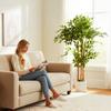 Arbre Ficus Artificiel 120cm, Faux Arbre en Pot avec Tronc en Bois Massif et Pot pour Intérieur, Vert