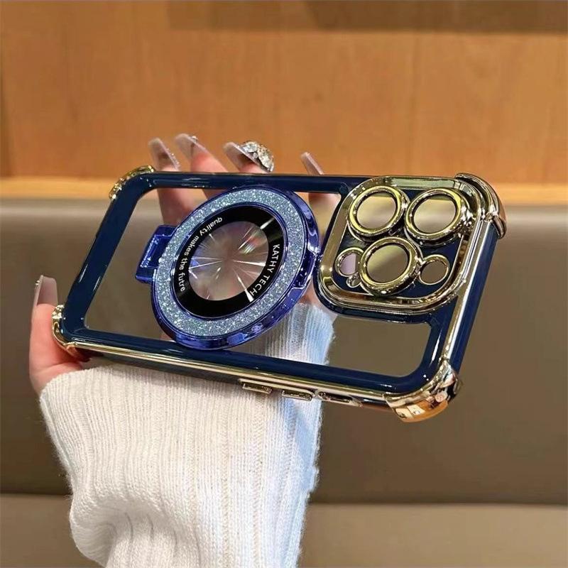 

Двухцветный Четырехугольный Блестящий Магнитный Держатель с Присоской Подходит для Чехла Мобильного Телефона IPhone16 Противоударный Чехол-Накладка из Твердого Пластика Apple 15promax iPhone 11