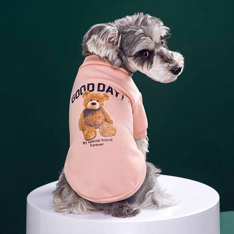 

Pet Supplies Korean Style Teddy Bear Fleece Sweatshirt for Dogs and Cats - Two-Legged, Warm Autumn/Winter Clothes M розовый