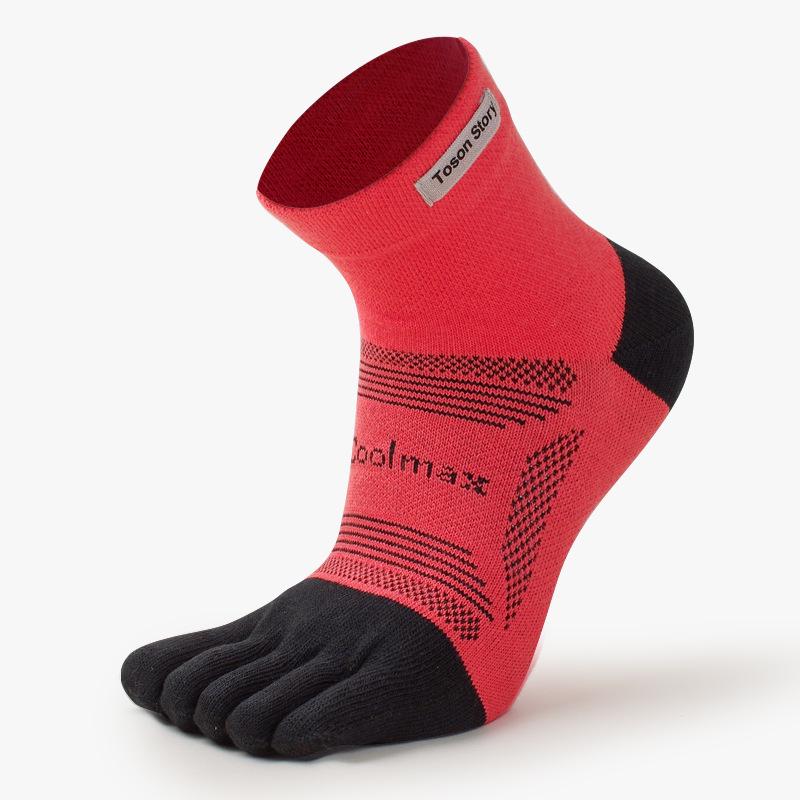 Herr Coolmax Andningsbara Maratonlöparstrumpor med Fem Tår, Mellanhöga: Friktionshämmande, Svettabsorberande, Tådelad Design