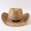 Popular European and American Classic Straw Woven Western Cowboy Hat Men's and Women's Outdoor Fashion OL Wind Woven Top Hat